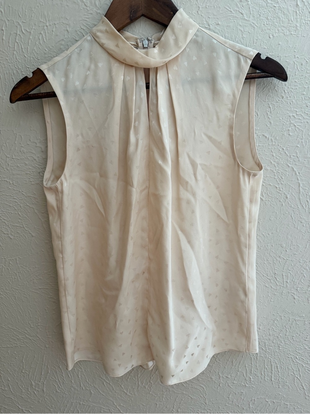 Rebecca Taylor Heart Jacquard Silk Mock Neck Top – Size XS